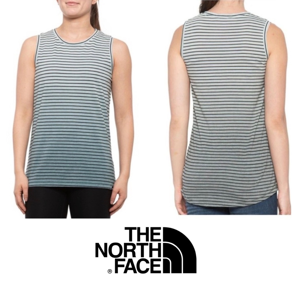 The North Face Women's Striped Dip-Dye Tank Top Turquoise Ombré Size M